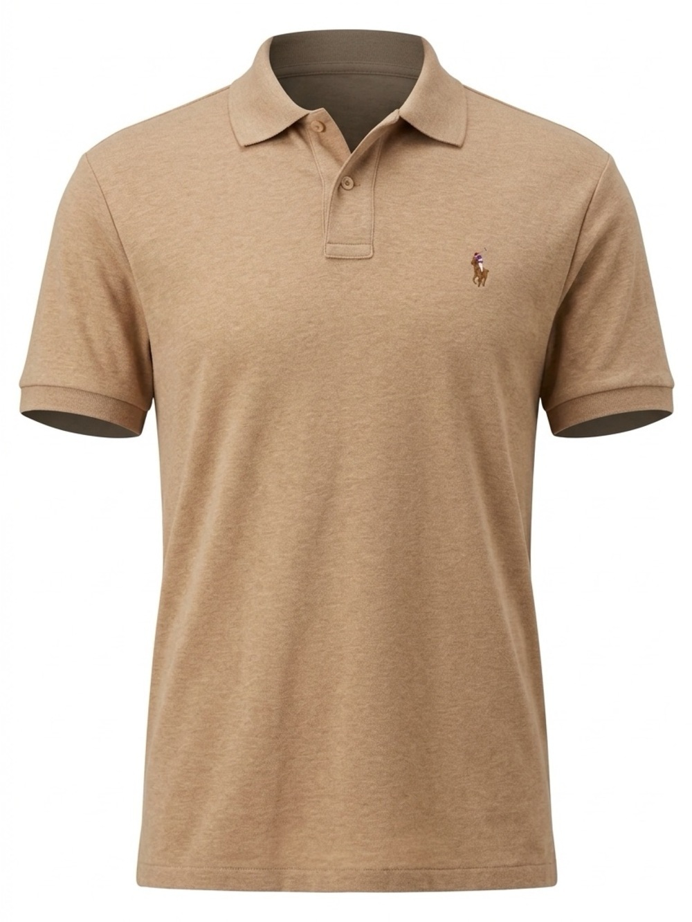 Polo Ralph Lauren Men Slim Fit Multicolored Icon Logo Cotton Polo Shirt Camel
